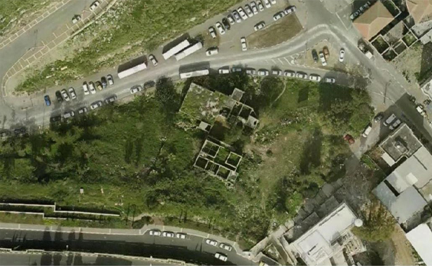 Aerial photo from the documentation file of Abu Hatzira – Reno House, captured in 2005.